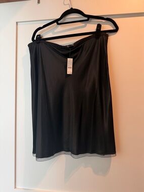 NWT J. Crew Black Sheer Layered Slip Skirt